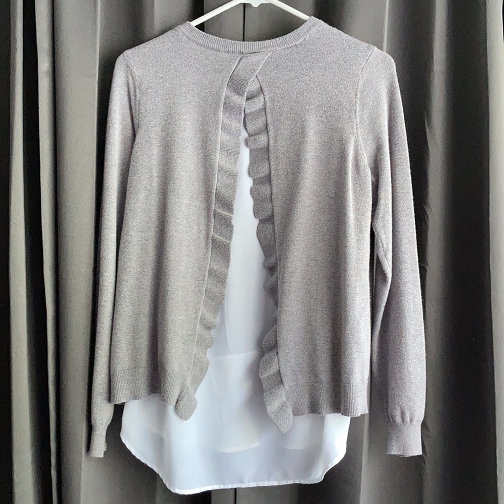 Olivia Sky sweater with faux blouse underneath